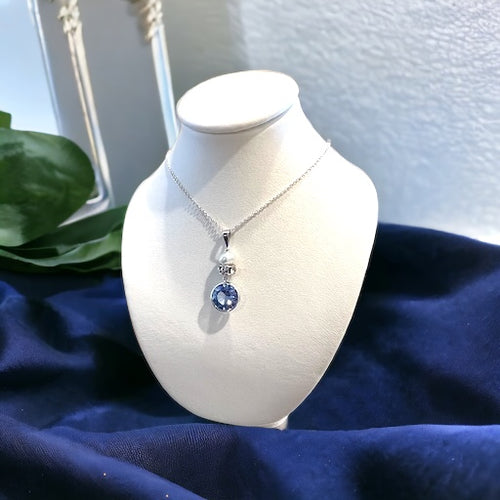 Freshwater Light Blue Pearl, Crystals, Blue Sapphire Pendant