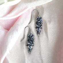 Load image into Gallery viewer, Three Rose Dangle Earrings in Sterling Silver