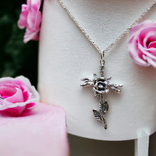 Load image into Gallery viewer, Rose Vine Cross Pendant in Sterling Silver