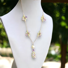 Load image into Gallery viewer, Genuine Pearls, Lavender Crystals, and Coin Pearl Pendant in Sterling Silver