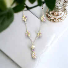 Load image into Gallery viewer, Genuine Pearls, Lavender Crystals, and Coin Pearl Pendant in Sterling Silver