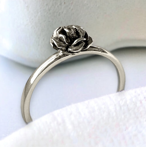 Lullaby Tiny Rose Ring in Sterling Silver