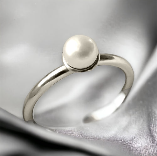 Cultured Pearl Stack Ring in Sterling Silver
