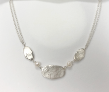 Load image into Gallery viewer, Oval Link Necklace with Freshwater Pearls in Sterling Silver