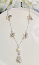 Load image into Gallery viewer, Genuine Pearls, Lavender Crystals, and Coin Pearl Pendant in Sterling Silver