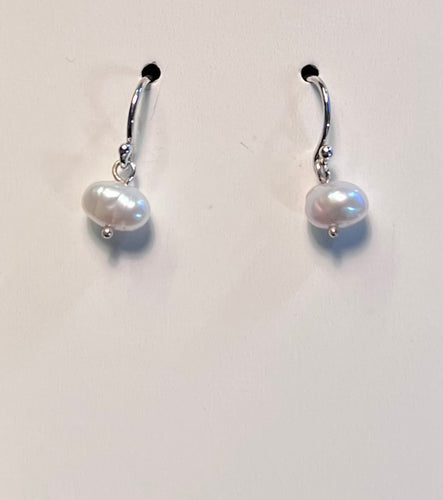 Freshwater Pearlescent Nugget Earring in Sterling Silver