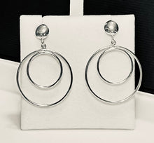 Load image into Gallery viewer, Dangle Double Hoop Earring with Post in Sterling Silver