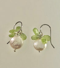 Load image into Gallery viewer, Peridot and Coin Pearl Earring in Sterling Silver