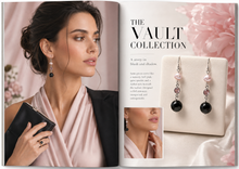 Load image into Gallery viewer, Freshwater Pearl, Pink Crystal, and Onyx Drop Earrings in Sterling Silver