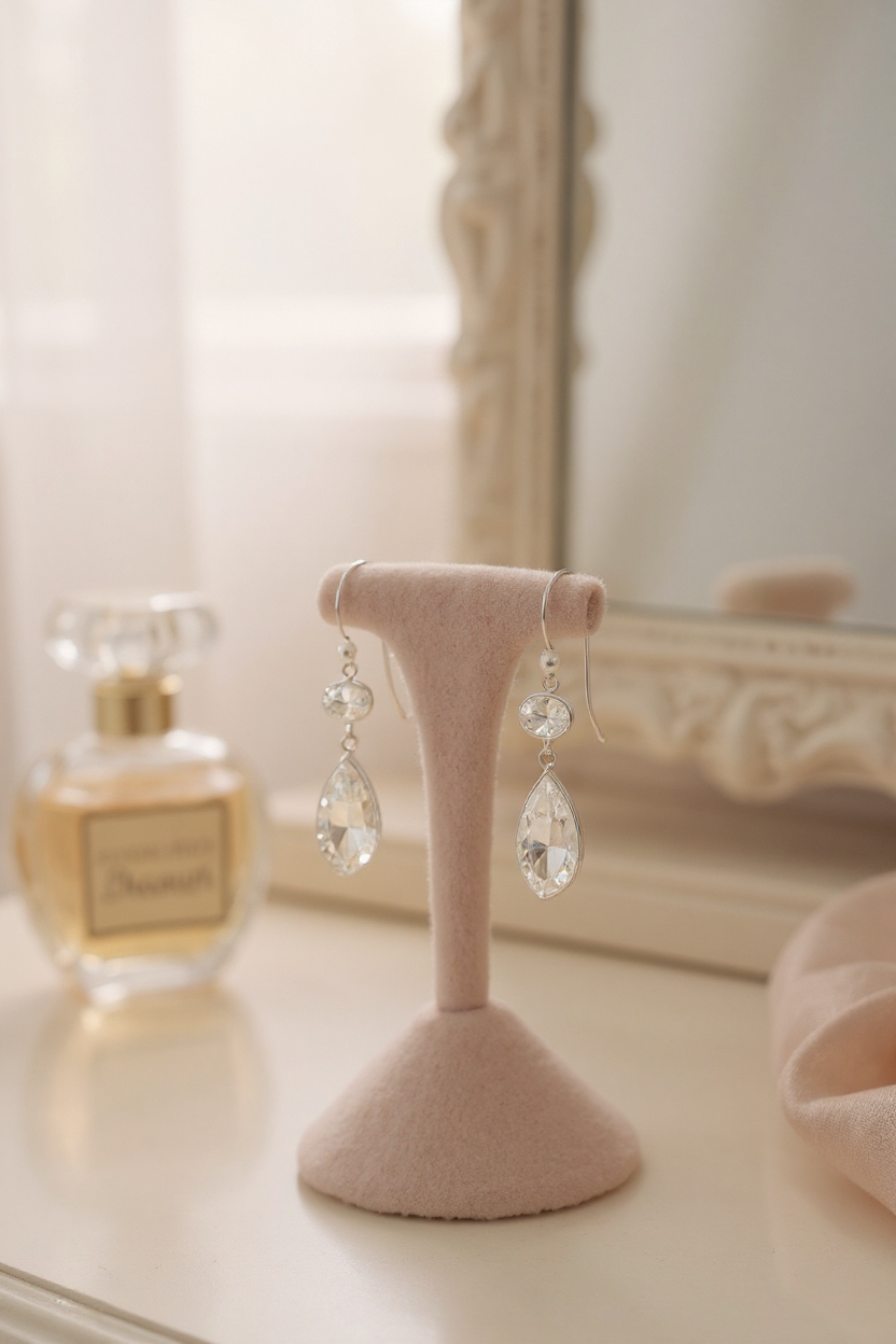 CZ Marquis Drop Earrings in Sterling Silver