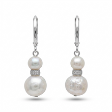 Load image into Gallery viewer, Quiet Pearl Drop Earrings in Sterling Silver