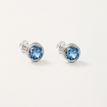 Load image into Gallery viewer, Blue Topaz-Toned Crystal Stud Earrings in Sterling Silver