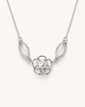 Load image into Gallery viewer, Flower and Freshwater Pearl Necklace in Sterling Silver