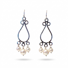 Load image into Gallery viewer, Large Drop Dangle Earring with Pearl Beads in Sterling Silver