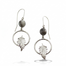 Load image into Gallery viewer, Leaf with Amazonite Earring in Sterling Silver