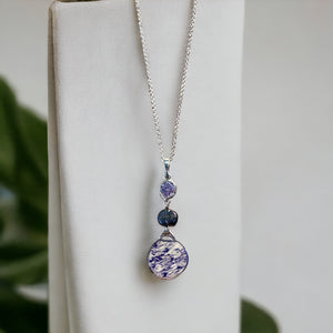 Lavender CZ with Purple Quartz & Freshwater Pearl Pendant in Sterling Silver