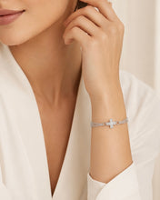 Load image into Gallery viewer, CZ Cross Bracelet in Sterling Silver