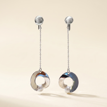 Load image into Gallery viewer, Open Circle and Freshwater Pearl Dangle Earring in Sterling Silver