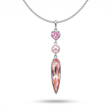 Load image into Gallery viewer, Faceted Pink Crystal and Pearl Sterling Silver Pendant