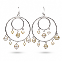 Load image into Gallery viewer, Freshwater Pearl Double Hoop Earrings