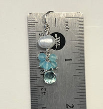 Load image into Gallery viewer, Freshwater Pearl, Seaglass and Aquamarine Drops