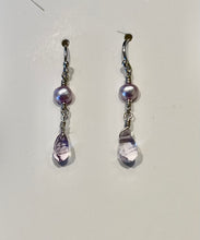 Load image into Gallery viewer, Lavender Freshwater Pearl Glass Drops in Sterling Silver