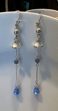 Load image into Gallery viewer, Agate and White Glass Drop Earring in Sterling Silver