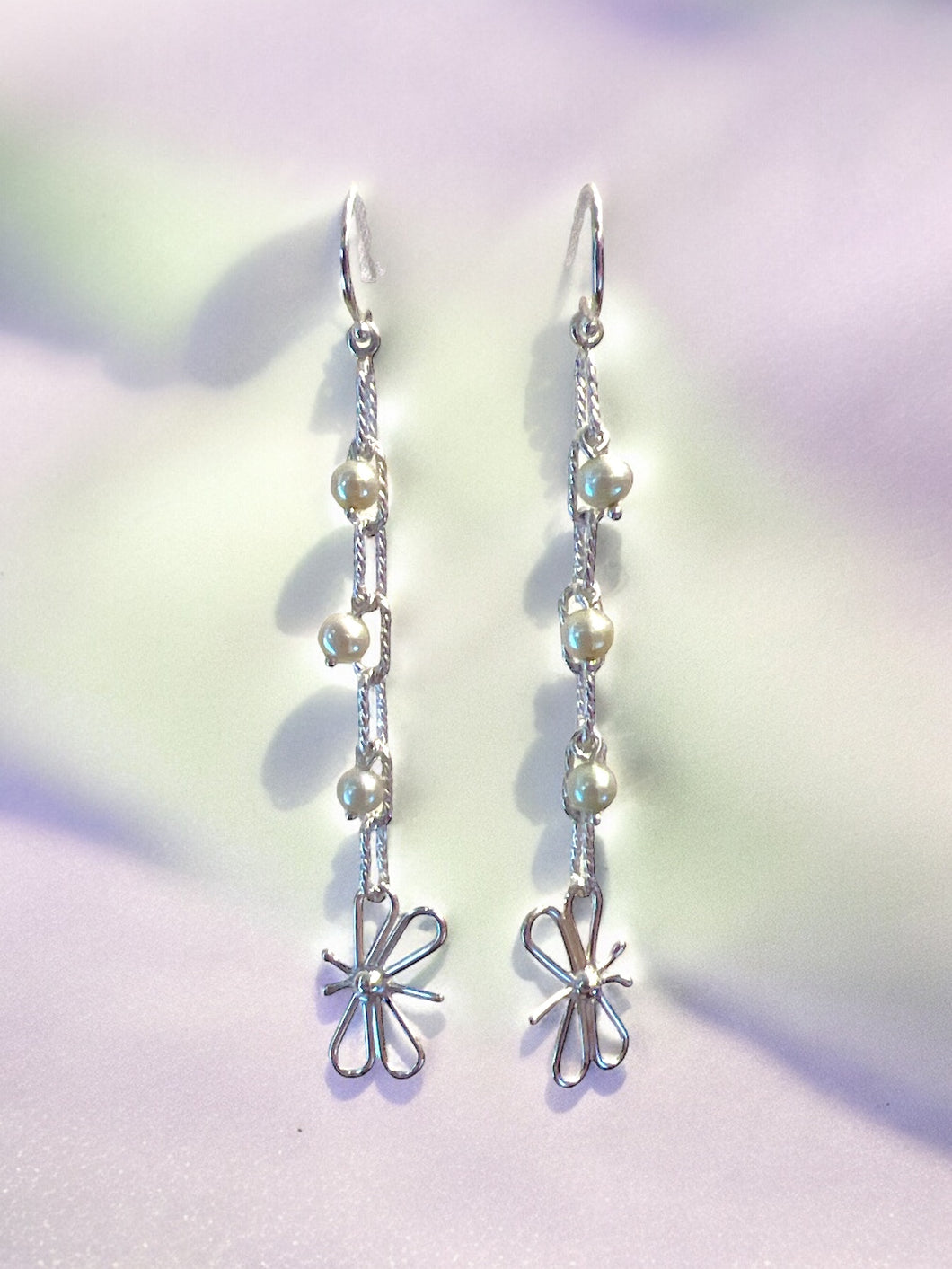 Butterfly and Freshwater Pearl Nugget Earring in sterling silver