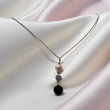 Load image into Gallery viewer, Freshwater Pearl, Lavender CZ, and Onyx Pendant in Sterling SIlver