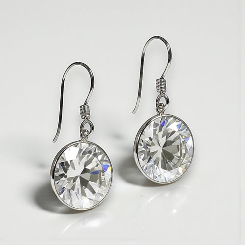Round CZ Earring in Sterling Silver
