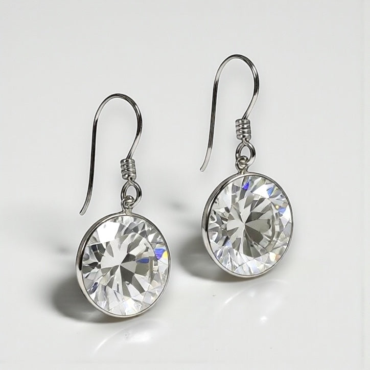 Round CZ Earring in Sterling Silver