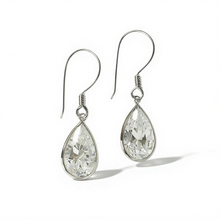 Load image into Gallery viewer, Teardrop CZ Drop Earring in Sterling Silver