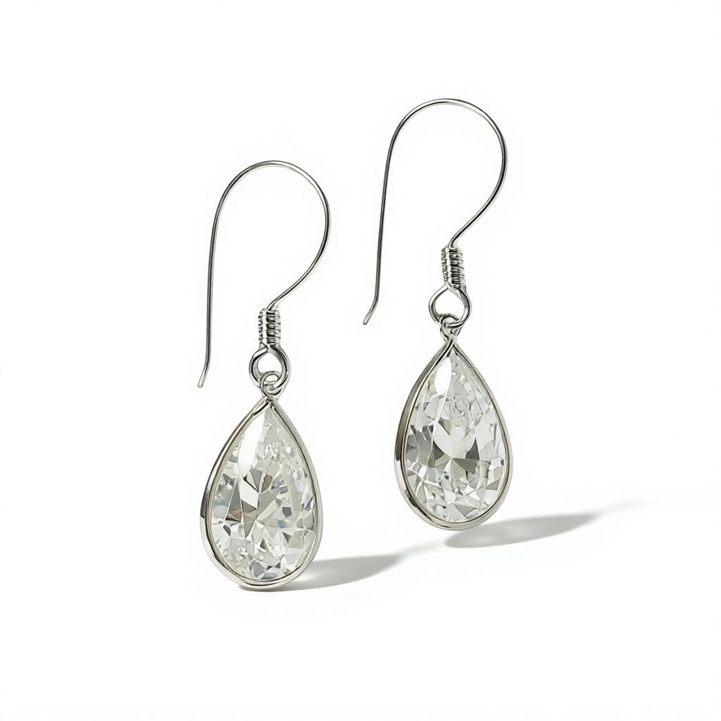 Teardrop CZ Drop Earring in Sterling Silver
