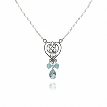 Load image into Gallery viewer, Aqua Briolette Pendant in Sterling Silver