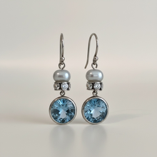 Load image into Gallery viewer, Azure Light Pearl Drop Earrings