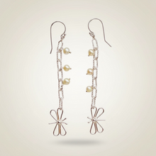 Load image into Gallery viewer, Butterfly and Freshwater Pearl Nugget Earring in sterling silver