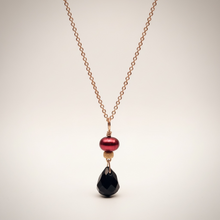Load image into Gallery viewer, Freshwater Pearl, Onyx and Stardust Pendant in Sterling Silver
