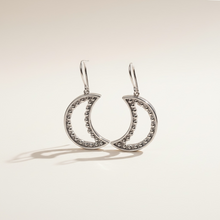 Load image into Gallery viewer, Crescent Moon Beaded Chain Earring in Sterling Silver