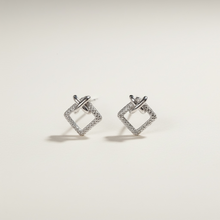Load image into Gallery viewer, Square Framed 'X' Earring in Sterling Silver