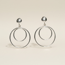 Load image into Gallery viewer, Dangle Double Hoop Earring with Post in Sterling Silver