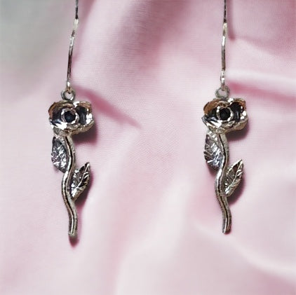 Rose Vine Earrings in Sterling Silver