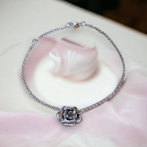 Single Rose Bracelet in Sterling Silver