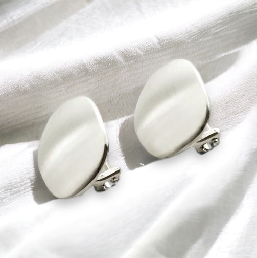 Button Clip-on Earring in Sterling Silver