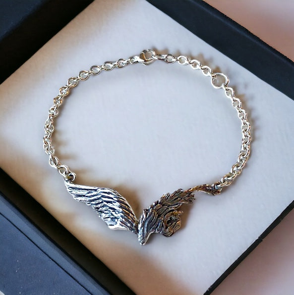 Angel Wing Bracelet on Sterling Silver Chain