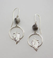 Load image into Gallery viewer, Leaf with Amazonite Earring in Sterling Silver