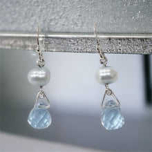 Load image into Gallery viewer, Freshwater Pearl Nugget and Briolette Drop Earrings in Sterling Silver