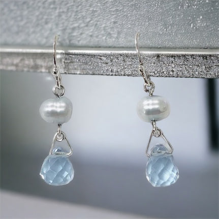 Freshwater Pearl Nugget and Briolette Drop Earrings in Sterling Silver