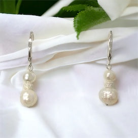 Freshwater Genuine Pearl Drop Earrings in Sterling Silver