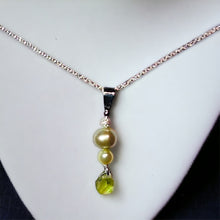 Load image into Gallery viewer, Stardust and Freshwater Pearl with Genuine Briolette Pendant in Sterling Silver