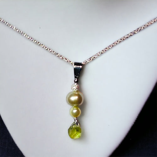 Stardust and Freshwater Pearl with Genuine Briolette Pendant in Sterling Silver